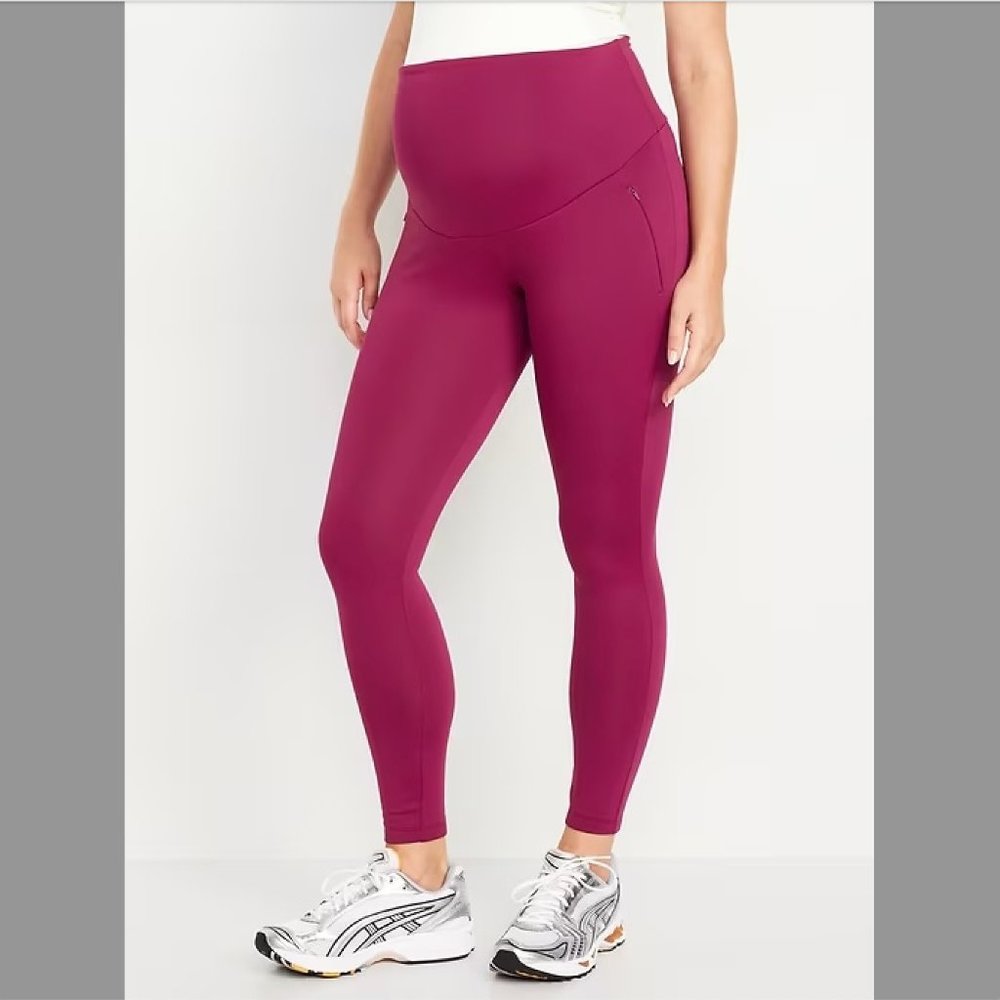 Maternity Full-Panel PowerSoft Coze Edition Fleece-Lined 7/8 Leggings in Orchid